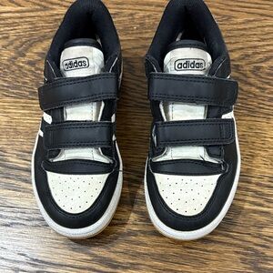 Adidas Kids Black and White Velcro Sneakers